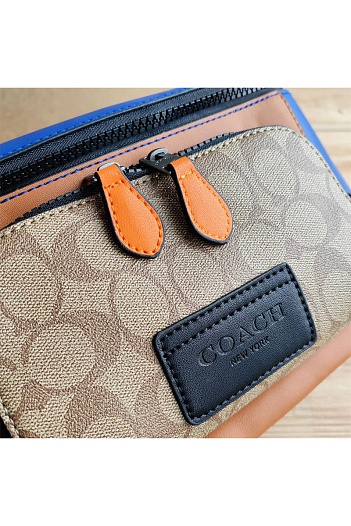 Кожаная сумка на пояс Coach Track - Beige / Blue   