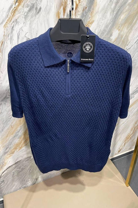 Мужское поло Stefano Ricci синего цвета