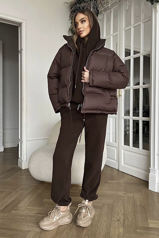 Женский костюм тройка на флисе Loewe Premium - Chocolate