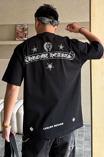 Чёрная оверсайз футболка Chrome Hearts Premium   