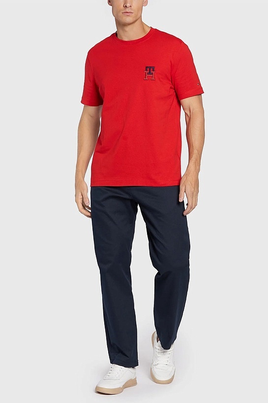 Футболка красного цвета Tommy Hilfiger logo-embroidered