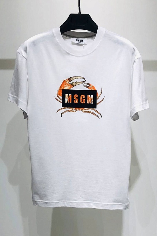 Белая оверсайз футболка MSGM Crab-print