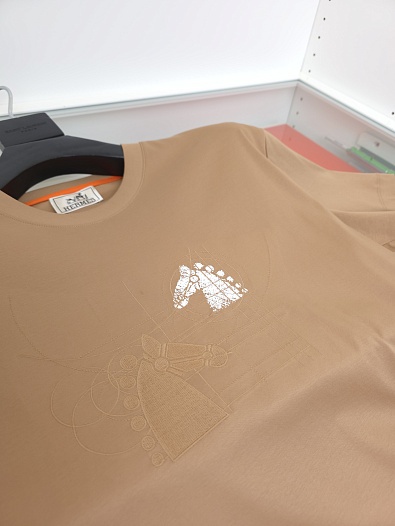 Мужская коричневая футболка Hermes premium   
