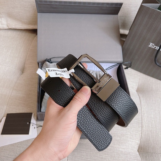 Двусторонний кожаный ремень Zegna Premium (длина 110 см, ширина 3.5 см)