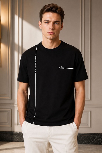 Мужская чёрная футболка Armani Exchange   