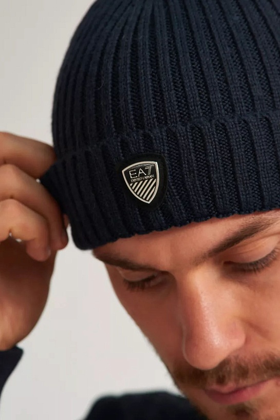 Шапка Emporio Armani 7 logo-plaque - Navy