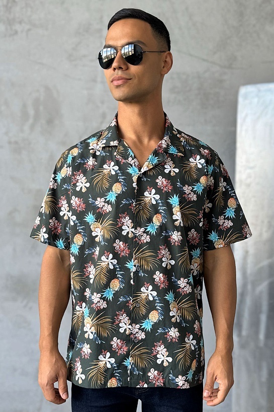 Мужская зелёная рубашка Dolce & Gabbana floral-print