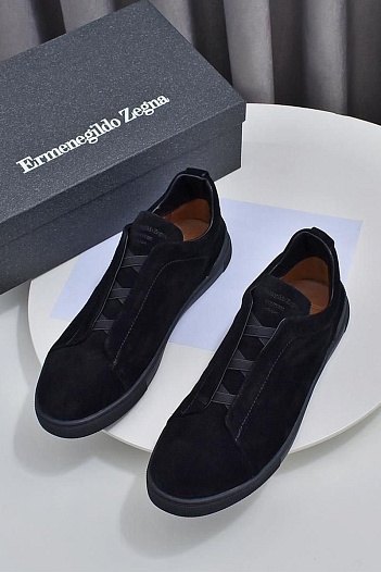 Чёрные кроссовки Ermenegildo Zegna Triple Stitch Suede   