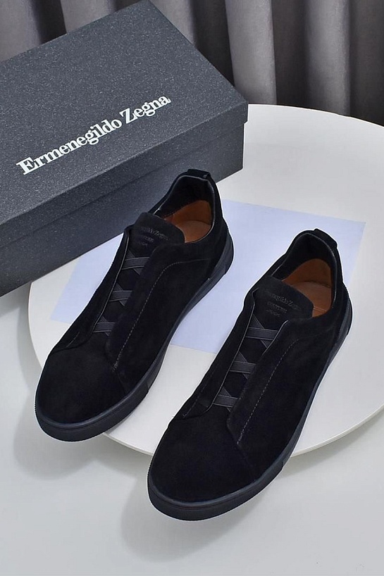Чёрные кроссовки Ermenegildo Zegna Triple Stitch Suede