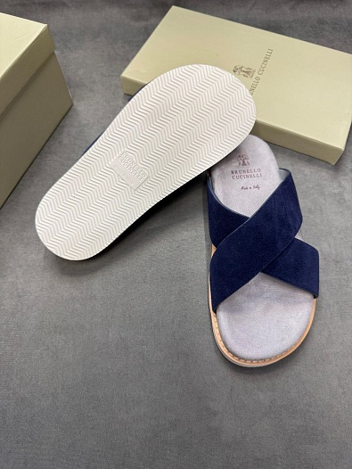 Замшевые шлёпанцы Brunello Cucinelli Crossover - Blue   