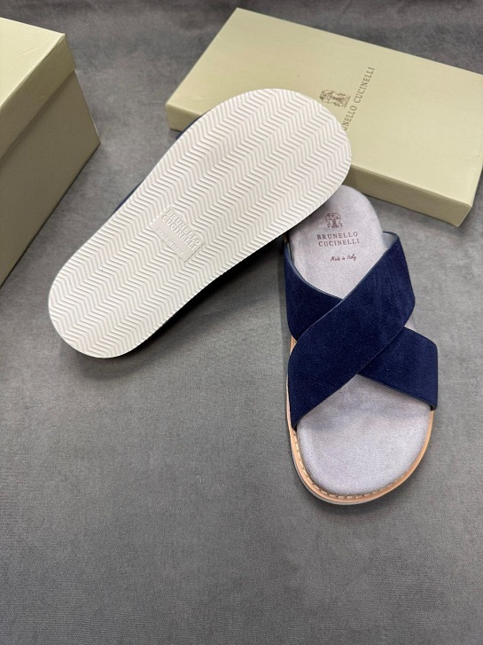 Замшевые шлёпанцы Brunello Cucinelli Crossover - Blue