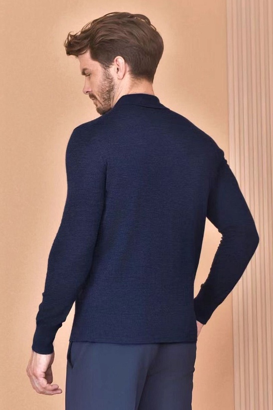 Поло с длинным рукавом Loro Piana Premium - Flower Hide Blue