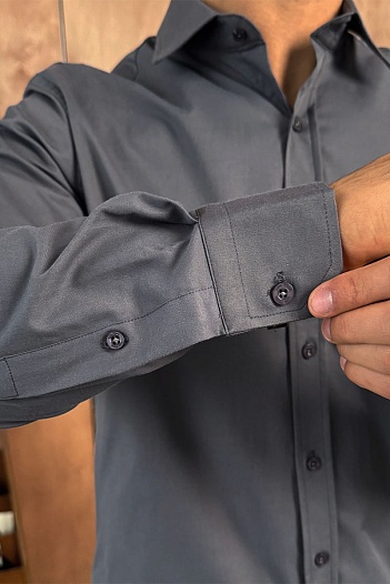 Мужская серая рубашка Loro Piana logo-embroidered   