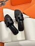 Женские кожаные шлёпанцы Hermes Premium - Black