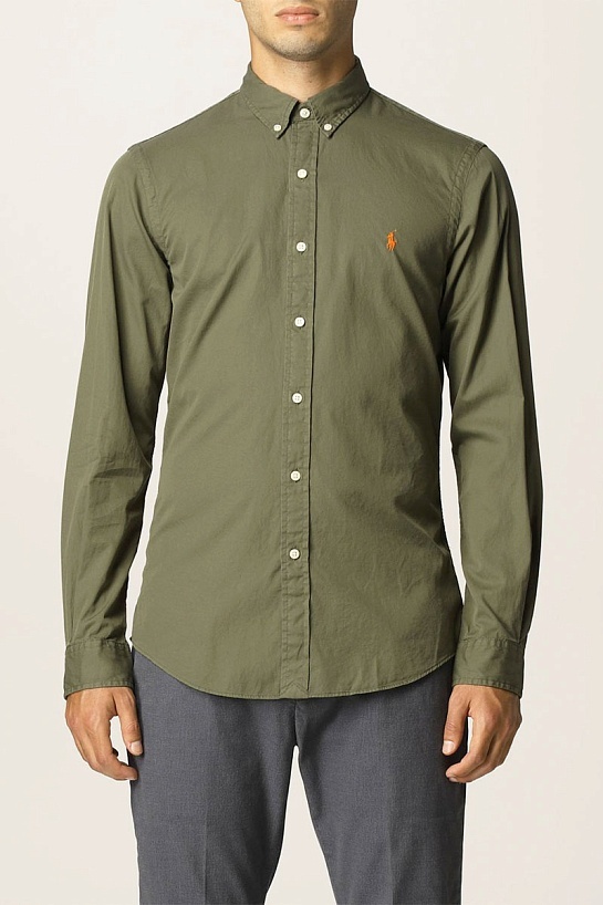 Тёмно-зелёная рубашка Роlо Ralрh Lаurеn logo-embroidered