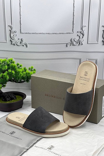 Мужские шлёпанцы Brunello Cucinelli - Grey   