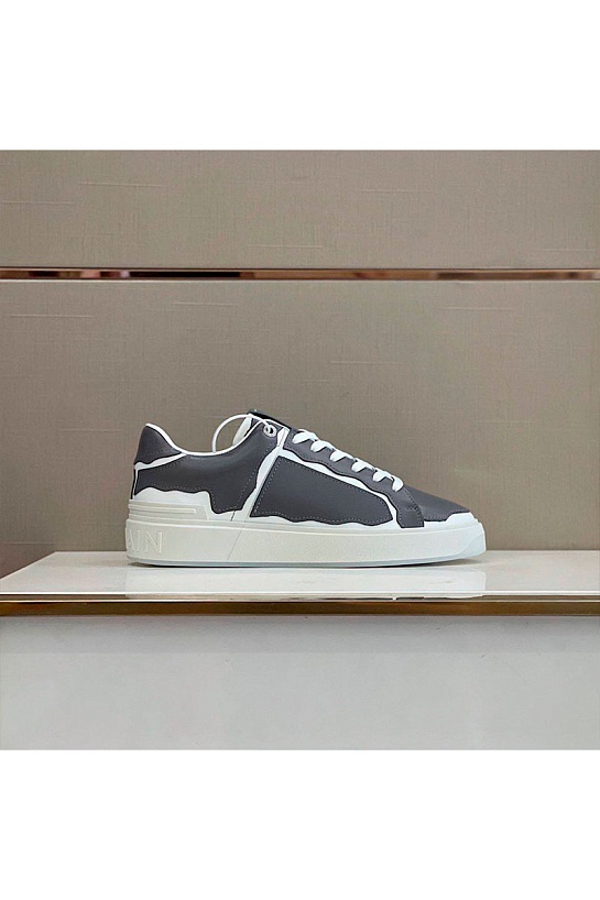 Серые кожаные кроссовки Balmain