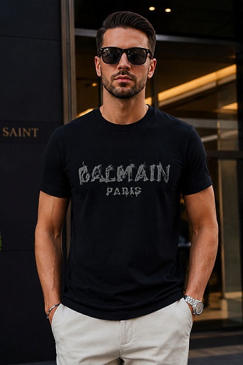 Чёрная оверсайз футболка Balmain Paris logo-print   