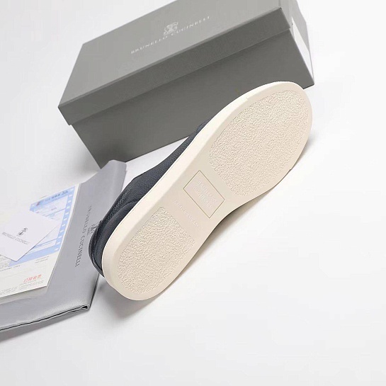 Кожаные кроссовки Brunello Cucinelli logo-print - Navy