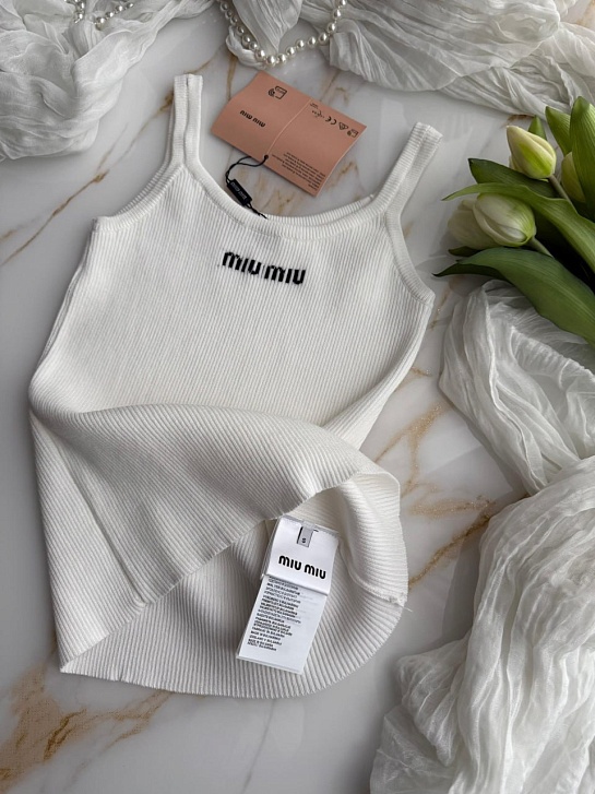 Белый женский топ MIU MIU
