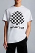 Белая оверсайз футболка Moncler Checked logo-print