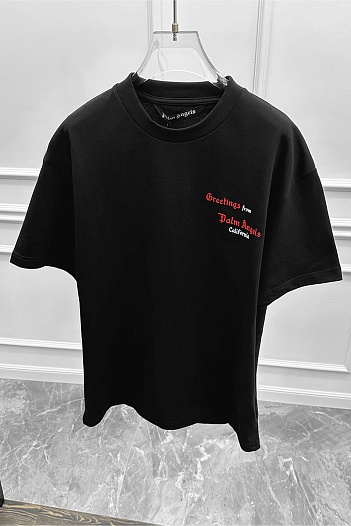 Чёрная оверсайз футболка Palm Angels Greetings from California   