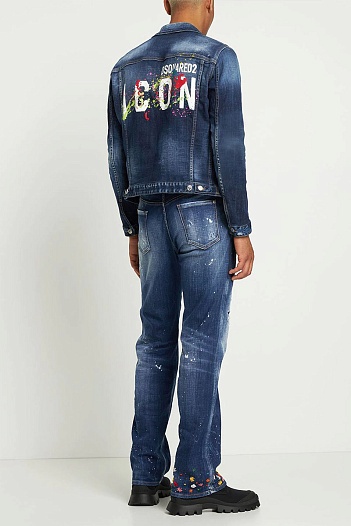 Синяя джинсовая куртка Dsquared2 Icon Splatter logo-print   