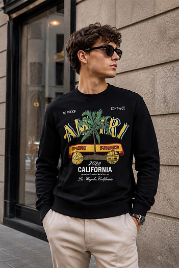 Чёрный мужской свитшот Amiri Rum Label logo-print   