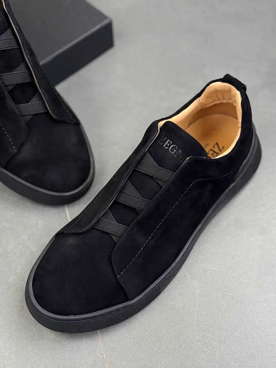 Замшевые кроссовки Zegna Triple Stitch