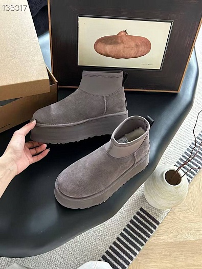 Женские ботинки с мехомм UGG Deeper - Grey