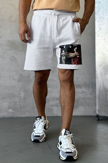 Мужские белые шорты Off-White Caravaggio Print   