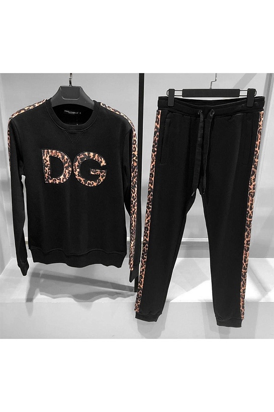 Мужские чёрные штаны Dolce&Gabbana "Leopard"