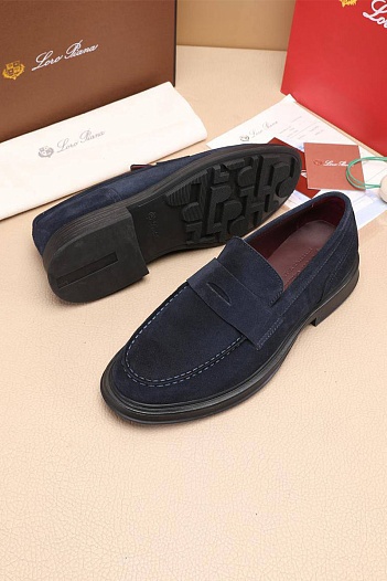 Замшевые лоферы Loro Piana Travis - Navy   