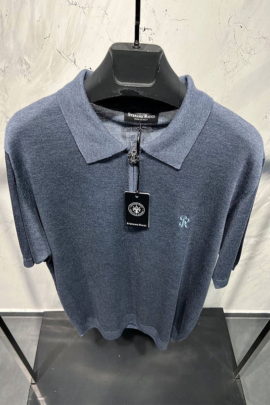 Мужское поло Stefano Ricci цвета антрацит