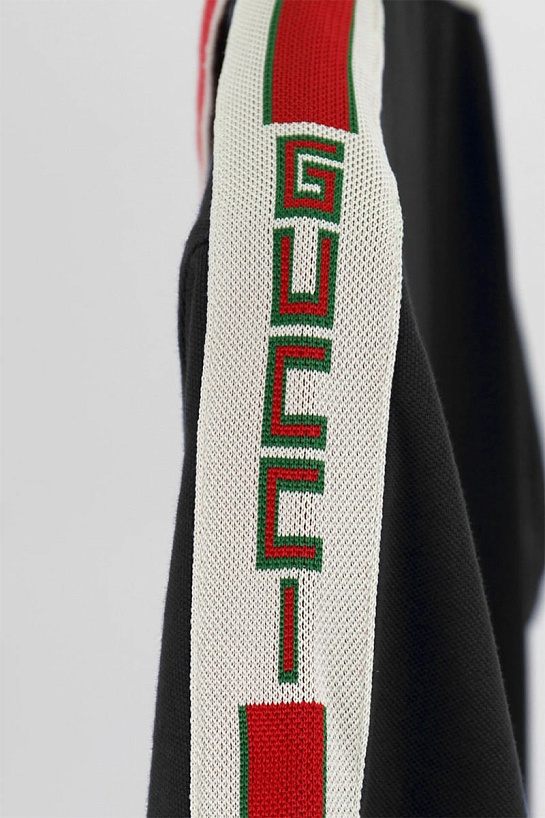Поло тёмно-синего цвета Gucci Web Stripe