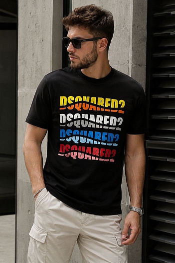 Мужская чёрная футболка Dsquared2 Color Wave   