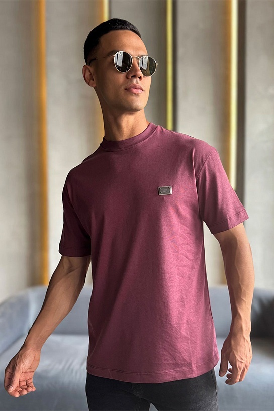 Футболка Dolce & Gabbana logo-plaque - Burgundy