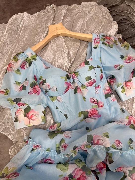Женское синее платье Zimmermann Floral all-over