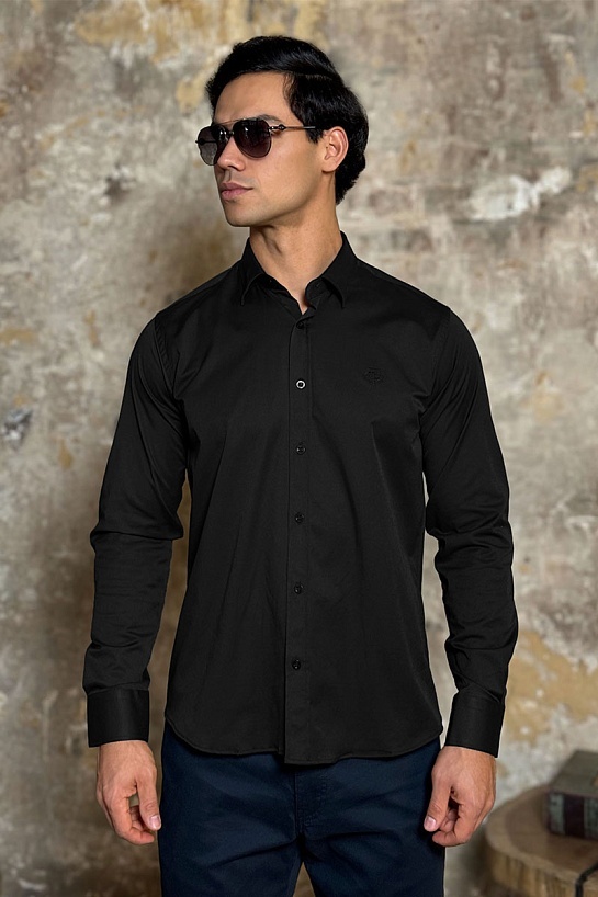 Мужская рубашка Loro Piana чёрного цвета