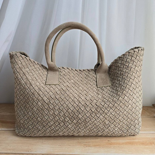 Замшевая сумка Bottega Veneta Cabat 40x28 см - Beige   