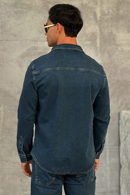 Джинсовая рубашка Loro Piana тёмно-синего цвета