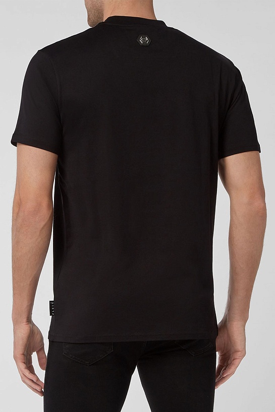 Чёрная футболка со стразами Philipp Plein king of crypto