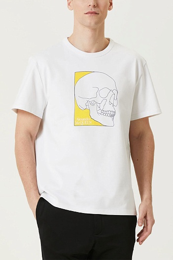 Мужская белая футболка Alexander McQueen Skull graphic-print   