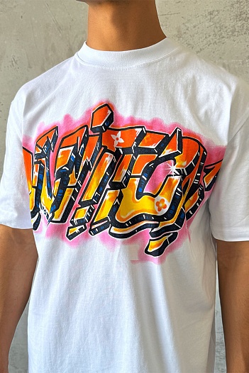 Брендовая мужская футболка Louis Vuitton graffiti print - White   