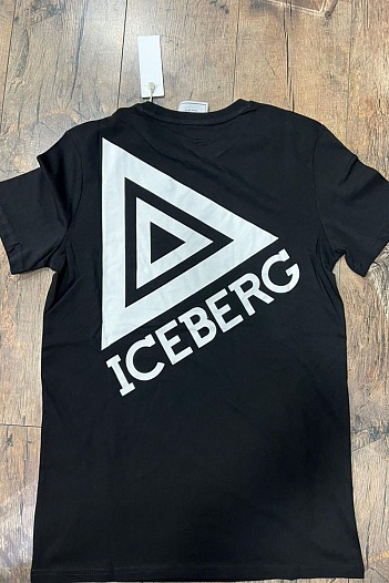 Мужская чёрная футболка Iceberg triangle logo-print   
