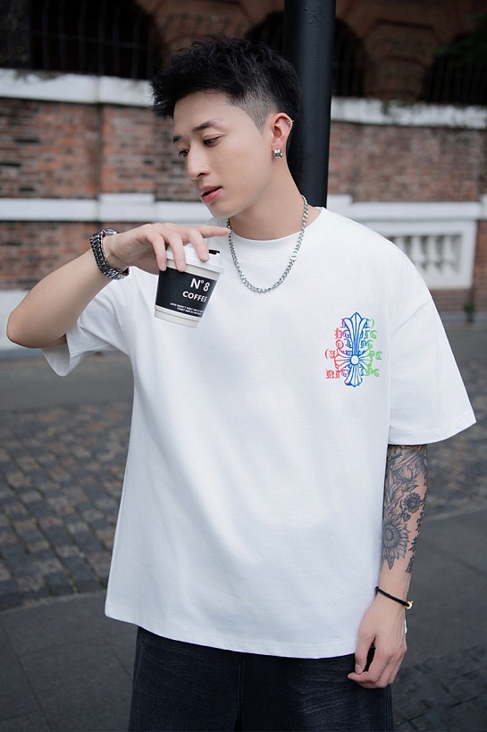 Белая оверсайз футболка Chrome Hearts Premium