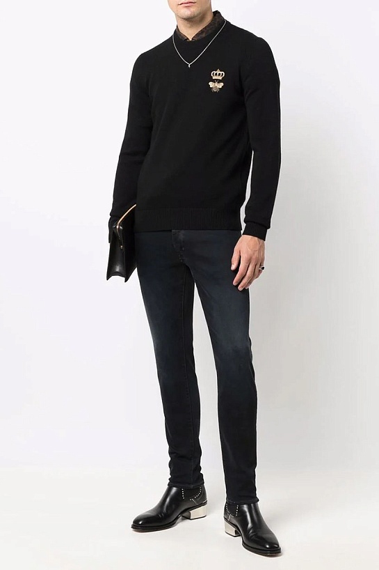 Чёрный джемпер Dolce&Gabbana bee crown embroidered