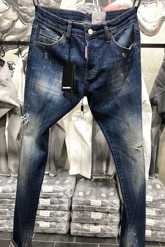 Мужские джинсы Dsquared2 "Paint Splatter" - Blue