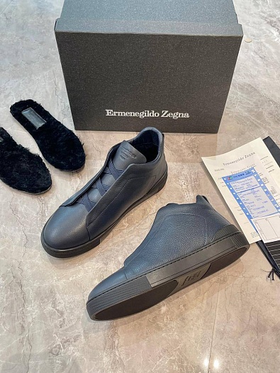 Кроссовки с мехом Ermenegildo Zegna Triple Stitch - Grey   