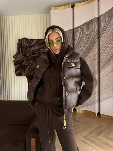 Женский костюм тройка на флисе Schiaparelli Premium - Brown   